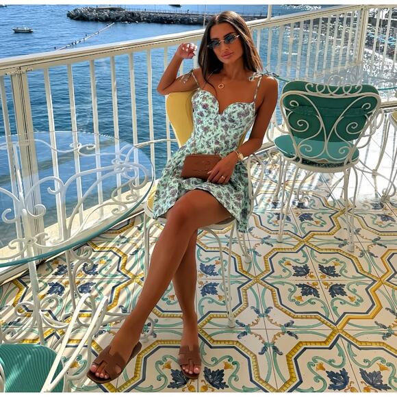 RARE!!! BLOGGER FAVE!!! ZARA Blue Floral Print Short Dress NWT - Picture 14 of 16